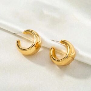 Simple Curved Stainless Steel Stud Earrings For Women
